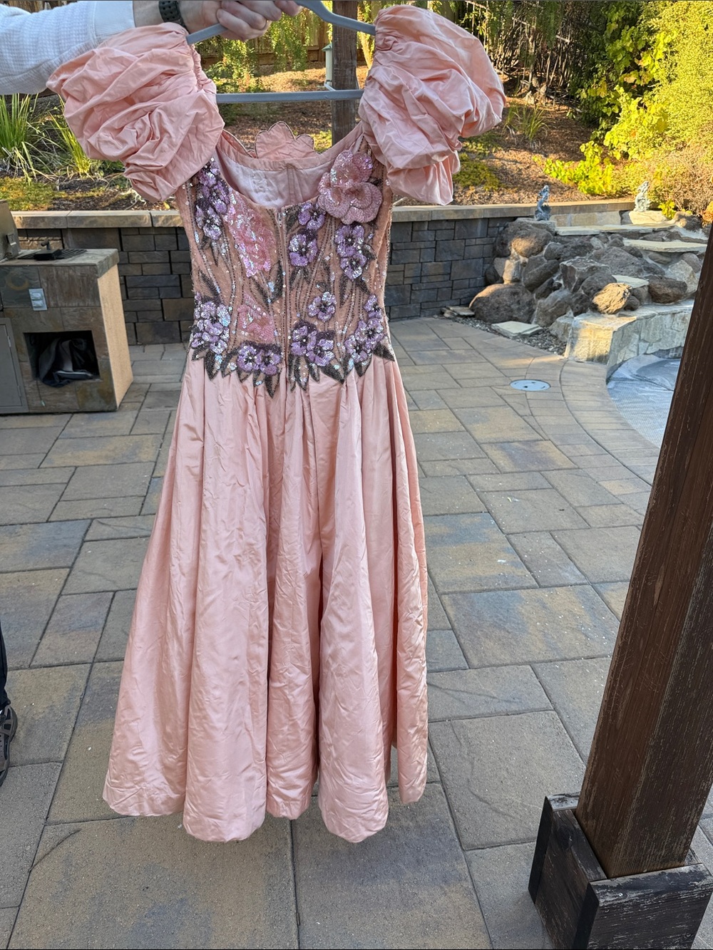 Vintage Bob Mackie I. Magnin Silk Sequined Prom Gown Peach Pink Size 2 - Picture 4 of 12